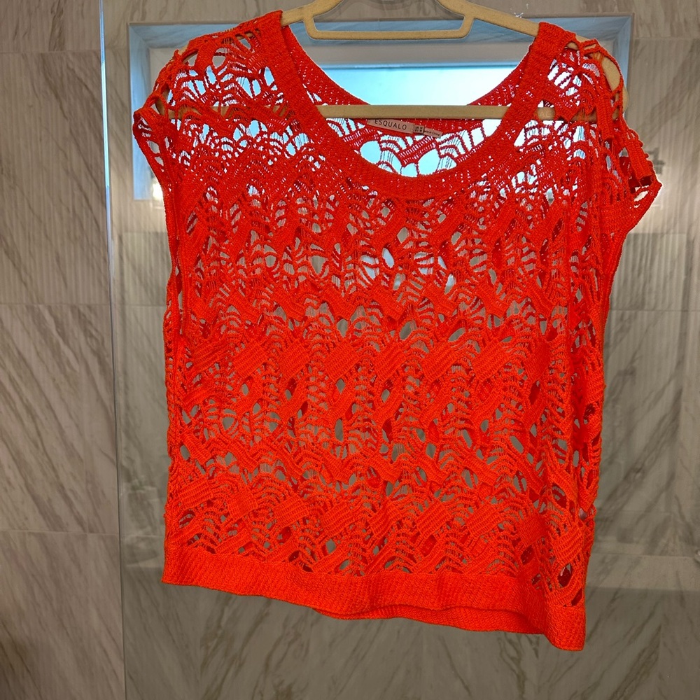 Crochet orange feminine top